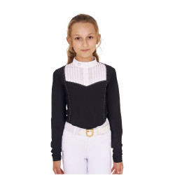 Polo de concours Fille avec Strass Equestro Noir