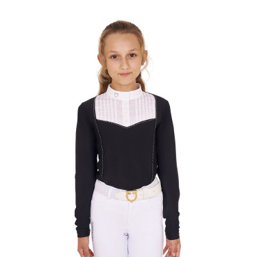 Wedstrijdpolo Meisje met Strass Equestro Zwart Wedstrijdpolo Meisje met Strass Equestro Zwart