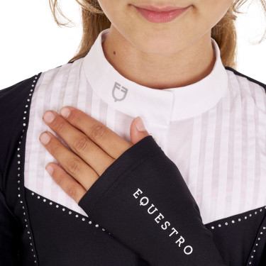 Polo de concours Fille avec Strass Equestro Noir
