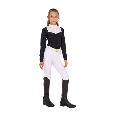Polo de concours Fille avec Strass Equestro Noir