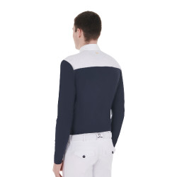 Wedstrijdpolo Heren Lange Mouwen met Knopen Equestro Wit / marineblauw