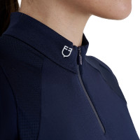 Polo d'entraînement technique ajusté avec fermeture éclair femme Equestro Marine blazer Bleu marine