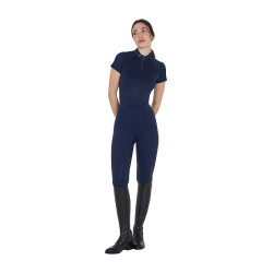 Polo d'entraînement technique ajusté avec fermeture éclair femme Equestro Marine blazer Bleu marine