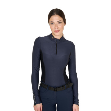 Polo Technique d'Entraînement Femme Manches Longues Equestro Marine blazer Bleu marine