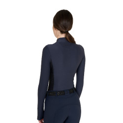 Dames Trainingspolo Lange Mouwen Equestro Marineblazer Marineblauw