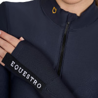 Dames Trainingspolo Lange Mouwen Equestro Marineblazer Marineblauw