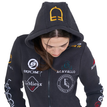 Sweat à capuche femme avec multi-logo nouveau Equestro Asphalte Gris