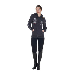 Sweat à capuche femme avec multi-logo nouveau Equestro Asphalte Gris