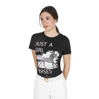 T-shirt en coton Equestro femme Horse Lover Blanc