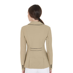 Veste de concours femme en tissu technique stretch Equestro Encens Beige Veste de concours femme en tissu technique stretch Equestro Encens Beige