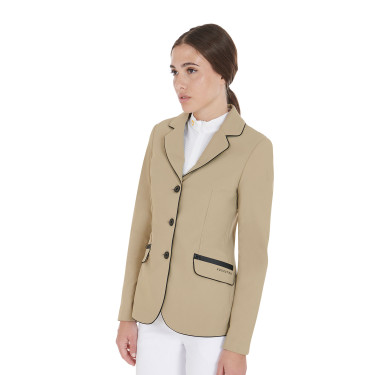 Veste de concours femme en tissu technique stretch Equestro Encens Beige Veste de concours femme en tissu technique stretch Equestro Encens Beige