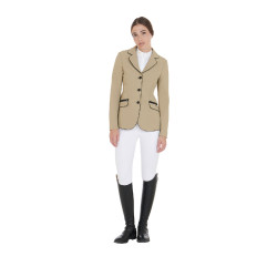 Veste de concours femme en tissu technique stretch Equestro Encens Beige Veste de concours femme en tissu technique stretch Equestro Encens Beige