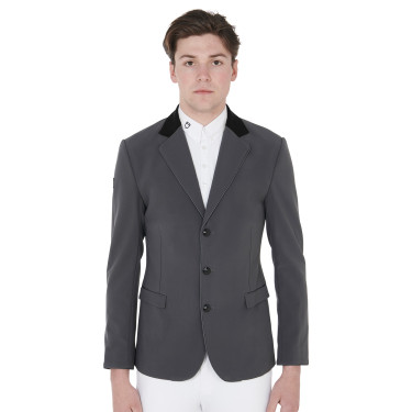 Veste de concours homme 3 boutons Elegance Equestro Gris / noir Veste de concours homme 3 boutons Elegance Equestro Gris / noir
