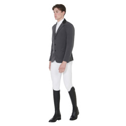 Veste de concours homme 3 boutons Elegance Equestro Gris / noir Veste de concours homme 3 boutons Elegance Equestro Gris / noir
