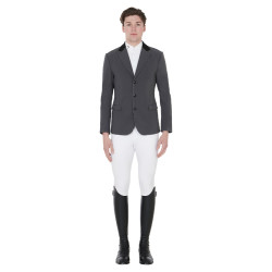 Veste de concours homme 3 boutons Elegance Equestro Gris / noir Veste de concours homme 3 boutons Elegance Equestro Gris / noir