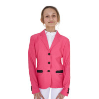 Wedstrijdjas drie knopen meisjes in mesh Equestro Oxfordbruin Roze