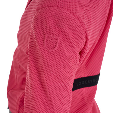 Veste de concours trois boutons fille en mesh Equestro Chèvrefeuille Rose