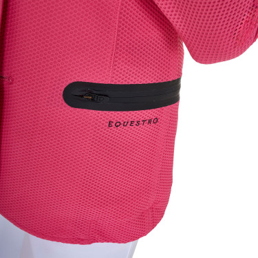 Veste de concours trois boutons fille en mesh Equestro Chèvrefeuille Rose