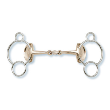 Stübben 2268 bit met 3 ringen Gouden Vleugels 14 mm mondstuk