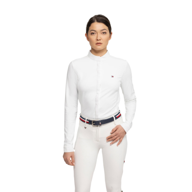 Wedstrijdshirt Tommy Hilfiger Equestrian Charlotte met lange mouwen voor dames Wit Wedstrijdshirt Tommy Hilfiger Equestrian Charlotte met lange mouwen voor dames Wit