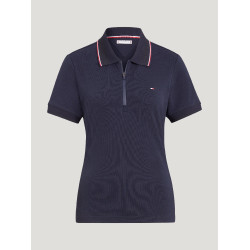 Tommy Hilfiger Equestrian Camden dames polo met rits en korte mouwen