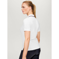 Tommy Hilfiger Equestrian Camden dames polo met rits en korte mouwen Wit