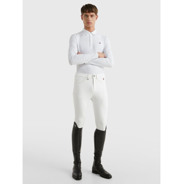 Polo de concours Tommy Hilfiger Equestrian Fresh Air Performance manches longues homme Blanc Polo de concours Tommy Hilfiger Equestrian Fresh Air Performance manches longues homme Blanc