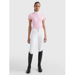 Polo de concours Tommy Hilfiger Equestrian Performance Strass manches courtes femme Rose classique Polo de concours Tommy Hilfiger Equestrian Performance Strass manches courtes femme Rose classique