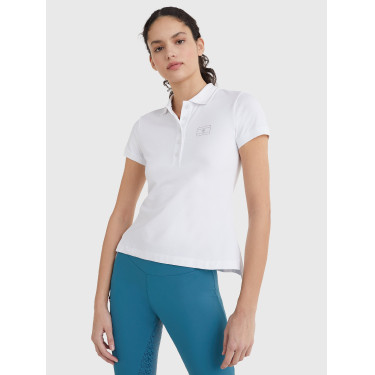 Polo Tommy Hilfiger Equestrian con pedrería de manga corta para mujer Wit