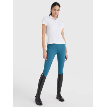 Polo Tommy Hilfiger Equestrian con pedrería de manga corta para mujer Wit
