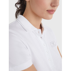 Polo Tommy Hilfiger Equestrian con pedrería de manga corta para mujer Wit