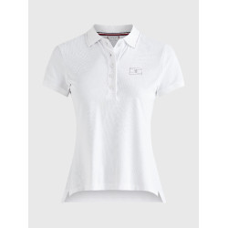 Polo Tommy Hilfiger Equestrian à strass manches courtes femme Blanc