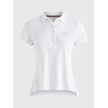 Polo Tommy Hilfiger Equestrian con pedrería de manga corta para mujer Wit