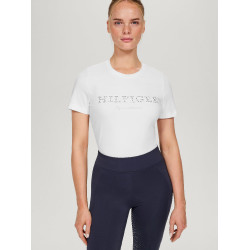 T-shirt Tommy Hilfiger Equestrian Belmont met korte mouwen en strass voor dames Wit