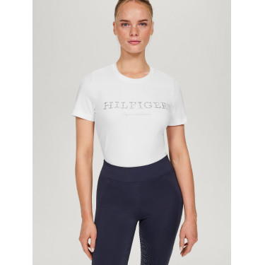 T-shirt Tommy Hilfiger Equestrian Belmont met korte mouwen en strass voor dames Wit