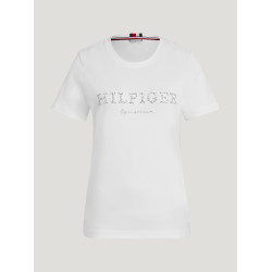 T-shirt Tommy Hilfiger Equestrian Belmont manches courtes à strass femme Blanc T-shirt Tommy Hilfiger Equestrian Belmont manches courtes à strass femme Blanc