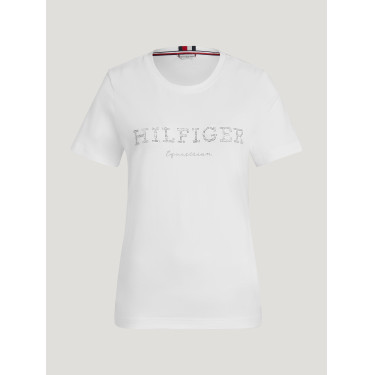 T-shirt Tommy Hilfiger Equestrian Belmont met korte mouwen en strass voor dames Wit T-shirt Tommy Hilfiger Equestrian Belmont met korte mouwen en strass voor dames Wit