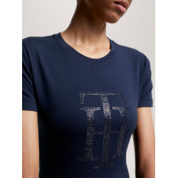 T-shirt Tommy Hilfiger Equestrian Manhattan met korte mouwen voor dames Marineblauw