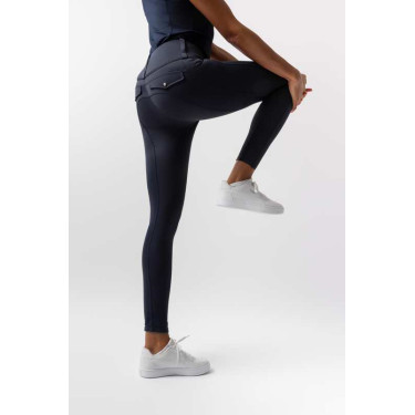 Hybride legging Horze Anya dames fullgrip Opening Marineblauw