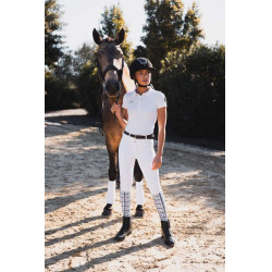 Pantalon Horze Grand Prix III Show fond intégral femme Blanc brillant