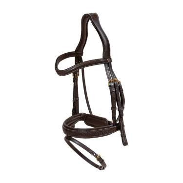 Bridon Dy'on D collection muserolle combinée tressé avec Pull Back Marron