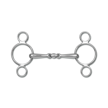 Bit met 3 ringen Waldhausen dubbel gebroken massief