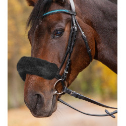 Rembourrage peau d'agneau Waldhausen dessus de muserolle ou têtière Noir