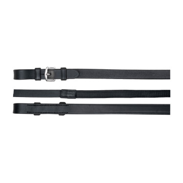 Rênes cuir caoutchouc Waldhausen sans barrettes Noir