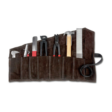 Waldhausen hoefsmidset in lederen etui Bruin