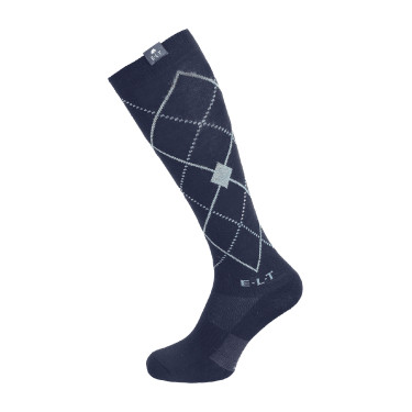 ELT Argyle paardrijsokken Diepblauw / steenblauw