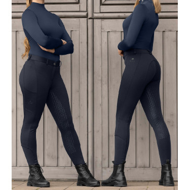 Thermobroek voor paardrijden ELT Essential siliconen dames Diepblauw
