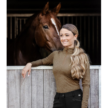 T-shirt zippé ELT fonctionnel Milano Cappuccino mélange Marron