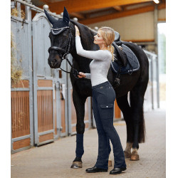Pantalon d'équitation ELT Micro Jodhpur Cargo silicone Bleu nocturne