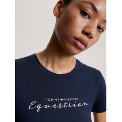 Grafisch T-shirt Tommy Hilfiger Equestrian Brooflyn korte mouwen dames Woestijnlucht Blauw